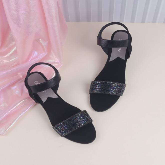 Cheemo Women Black Casual Sandals