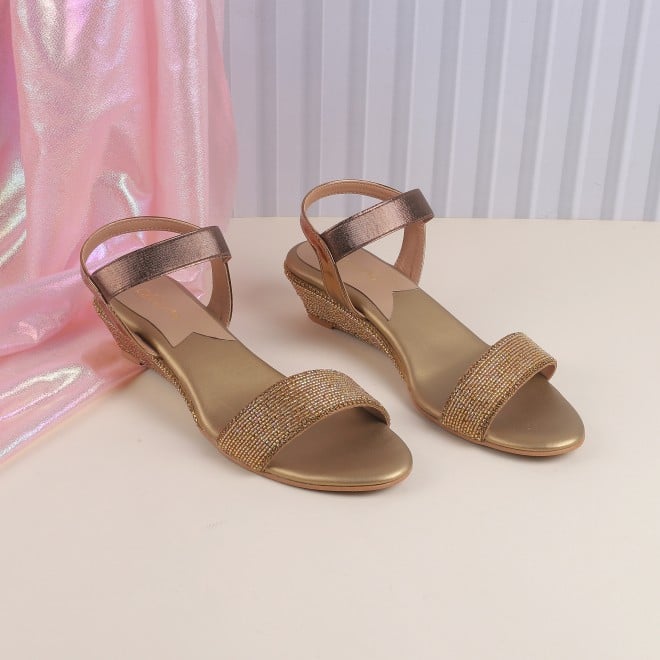 Cheemo Women Gold Casual Sandals