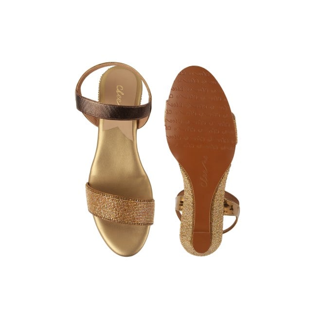 Cheemo Women Gold Casual Sandals (SKU: 92-177-15-37)