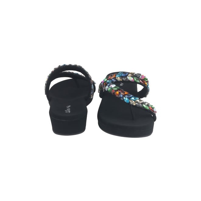 Cheemo Women Black-multi Ethnic Slip Ons (SKU: 92-182-53-38)