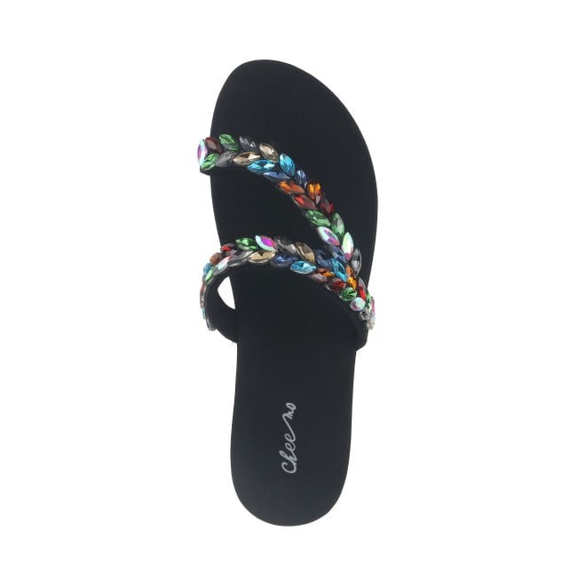 Cheemo Women Black-multi Ethnic Slip Ons (SKU: 92-182-53-38)