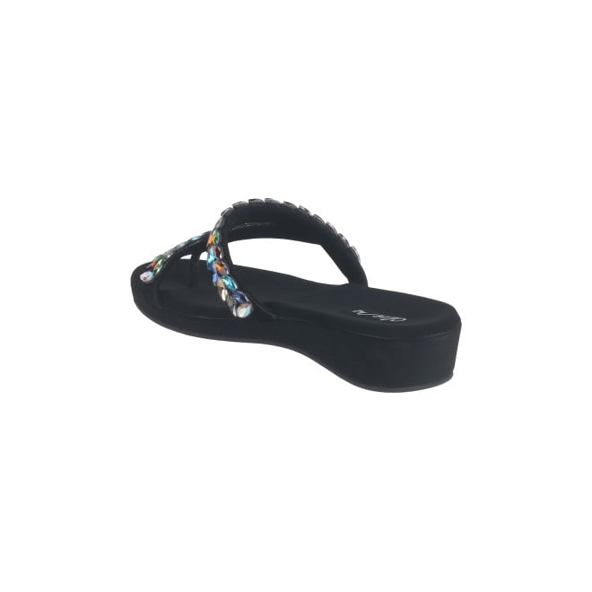 Cheemo Women Black-multi Ethnic Slip Ons (SKU: 92-182-53-38)