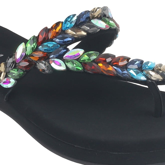 Cheemo Women Black-multi Ethnic Slip Ons (SKU: 92-182-53-38)