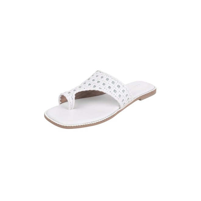 Cheemo Women White Ethnic Slip Ons (SKU: 92-183-16-37)