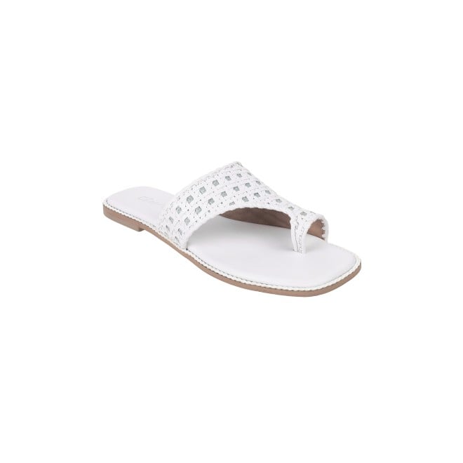 Cheemo Women White Ethnic Slip Ons (SKU: 92-183-16-37)