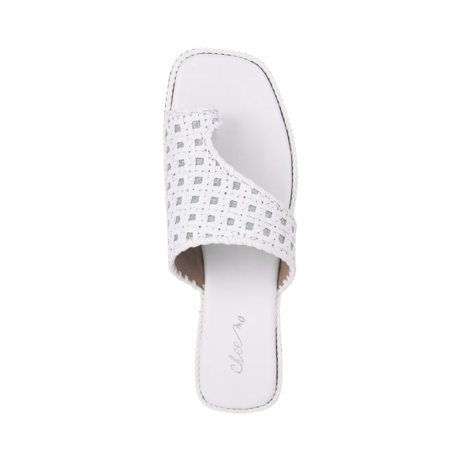 Cheemo Women White Ethnic Slip Ons (SKU: 92-183-16-37)