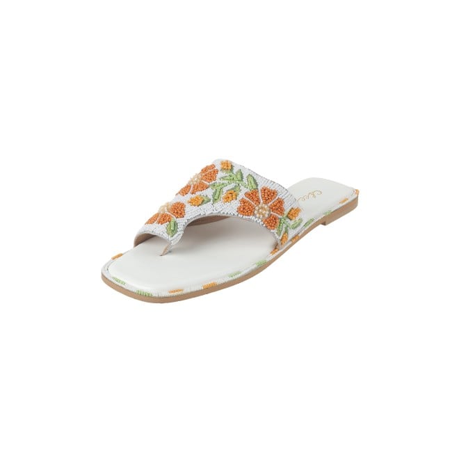 Cheemo Women White Ethnic Slip Ons (SKU: 92-184-16-37)