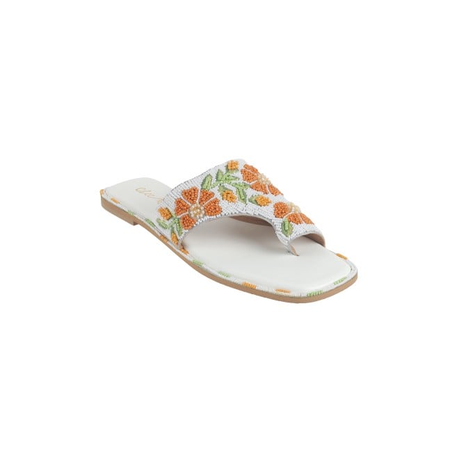 Cheemo Women White Ethnic Slip Ons (SKU: 92-184-16-37)