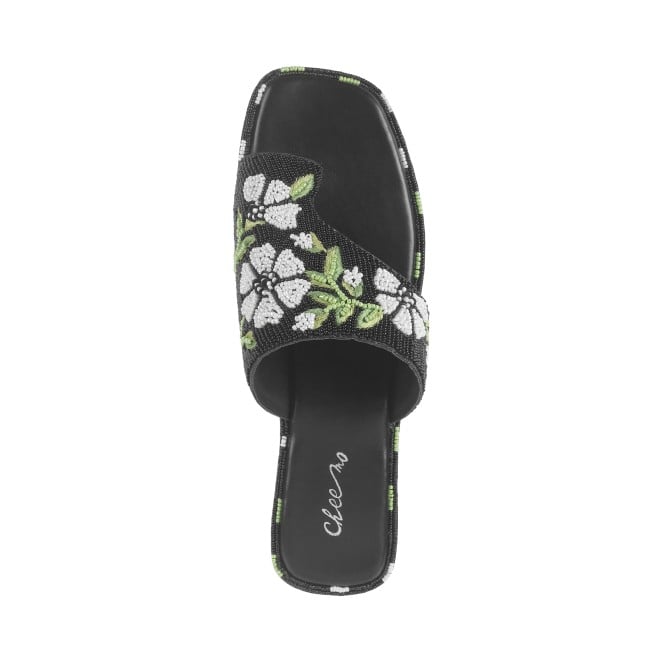 Cheemo Women Black Ethnic Slip Ons (SKU: 92-184-11-36)