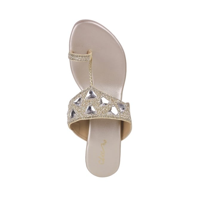 Cheemo Women Gold Ethnic Slip Ons (SKU: 92-191-15-40)