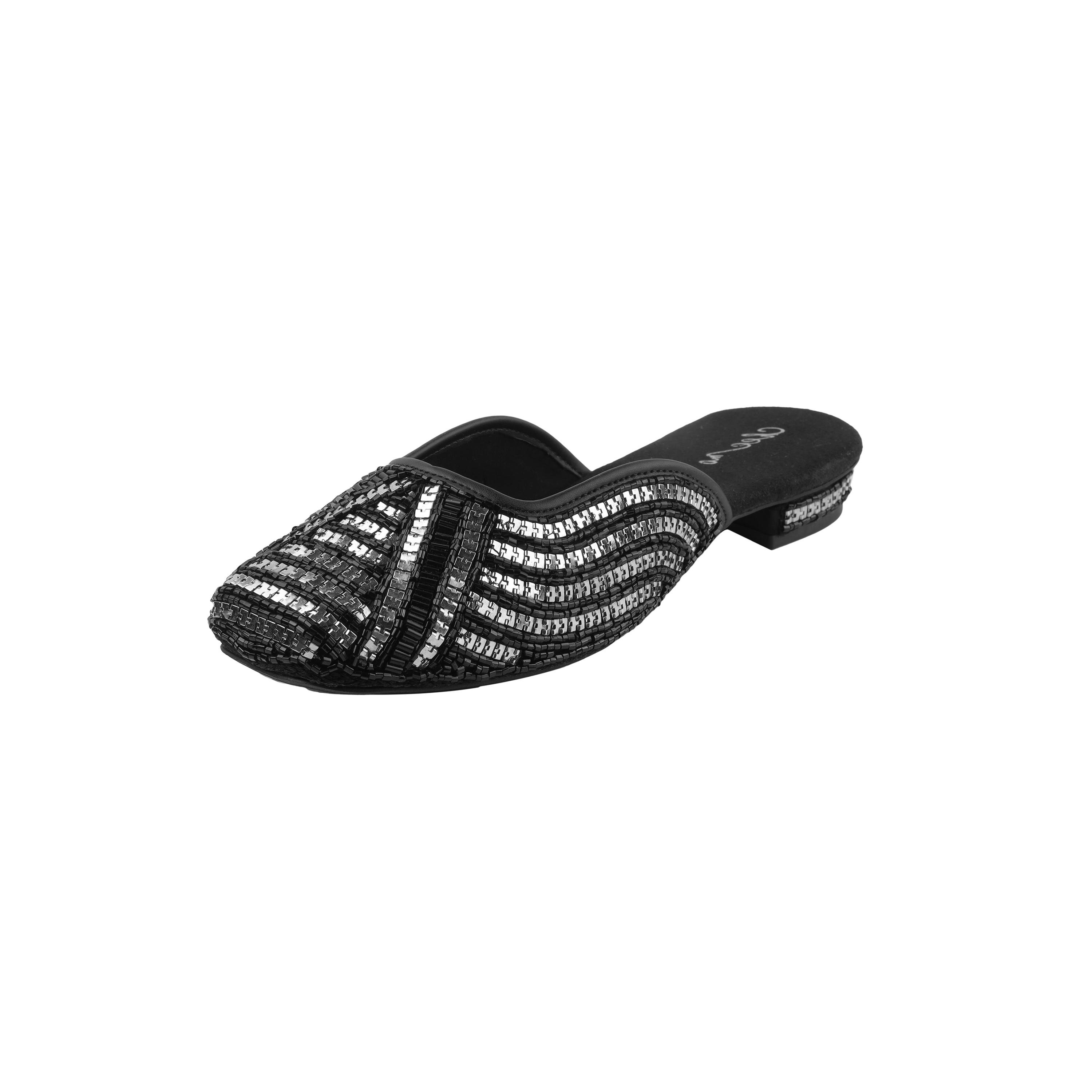 Cheemo Women Black Ethnic Slip Ons (SKU: 92-199-11-37)