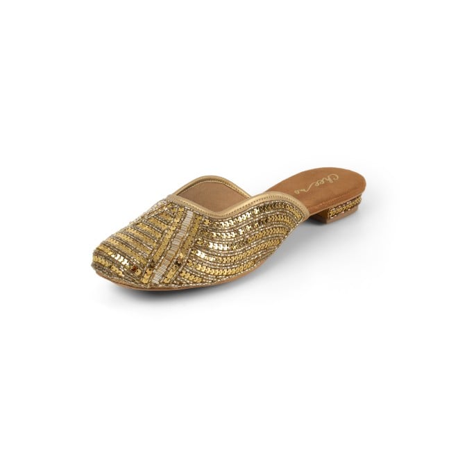 Cheemo Women Antic-gold Ethnic Slip Ons (SKU: 92-199-28-36)