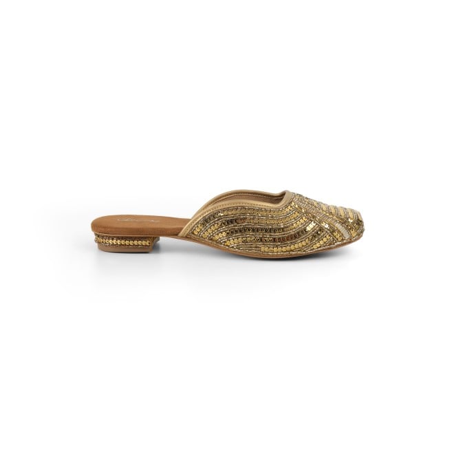 Cheemo Women Antic-gold Ethnic Slip Ons (SKU: 92-199-28-36)