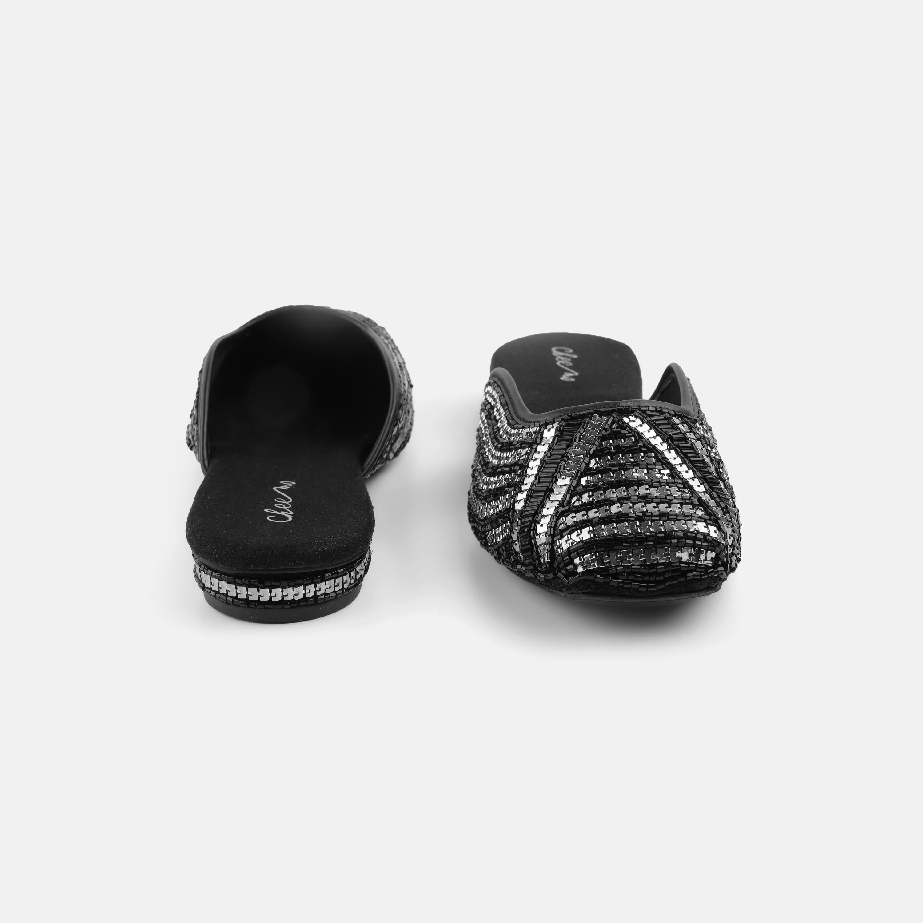 Cheemo Women Black Ethnic Slip Ons (SKU: 92-199-11-37)