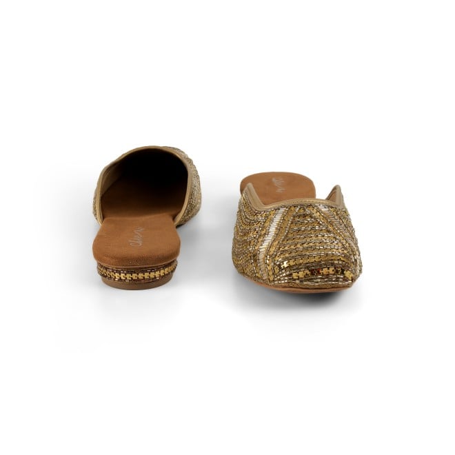 Cheemo Women Antic-gold Ethnic Slip Ons (SKU: 92-199-28-36)