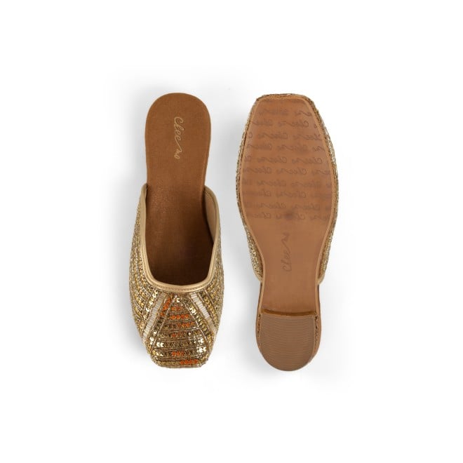 Cheemo Women Antic-gold Ethnic Slip Ons (SKU: 92-199-28-36)
