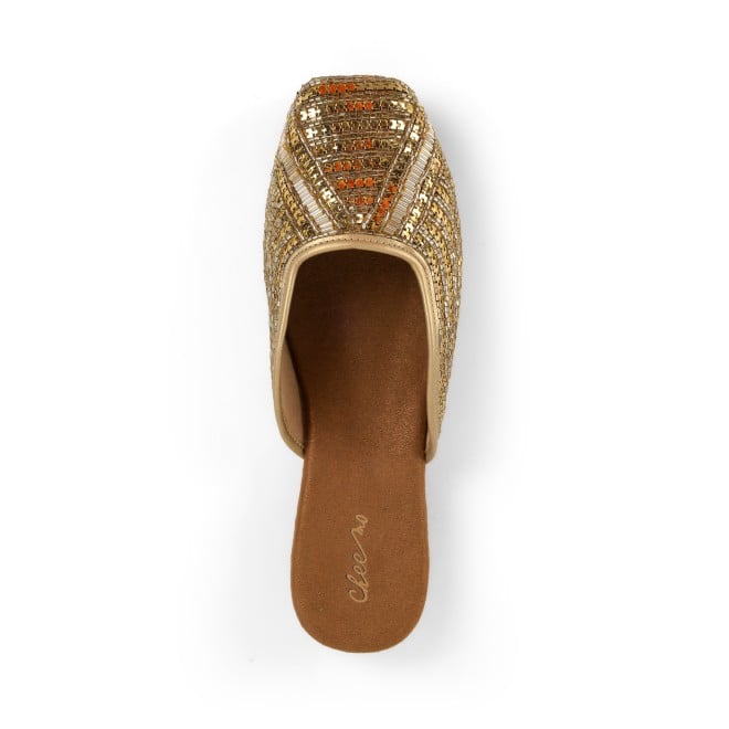 Cheemo Women Antic-gold Ethnic Slip Ons (SKU: 92-199-28-36)