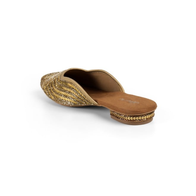 Cheemo Women Antic-gold Ethnic Slip Ons (SKU: 92-199-28-36)
