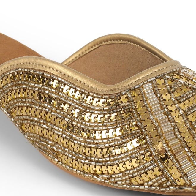 Cheemo Women Antic-gold Ethnic Slip Ons (SKU: 92-199-28-36)