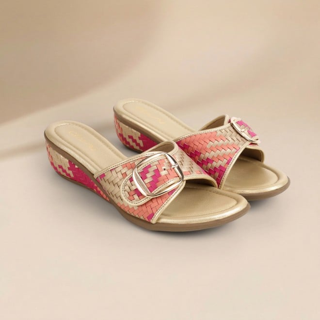 Cheemo Women Gold Casual Slip Ons