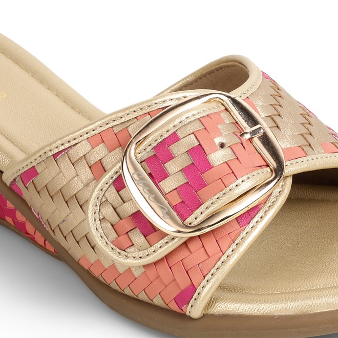 Cheemo Women Gold Casual Slip Ons (SKU: 92-200-15-37)