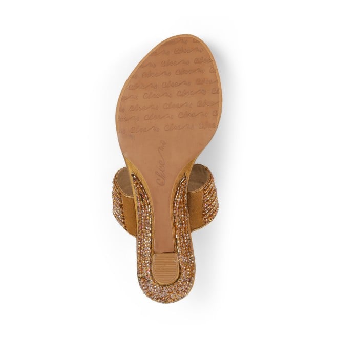 Cheemo Women Antic-gold Ethnic Slip Ons (SKU: 92-201-28-38)