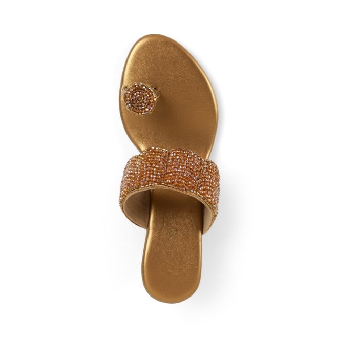 Cheemo Women Antic-gold Ethnic Slip Ons (SKU: 92-201-28-38)