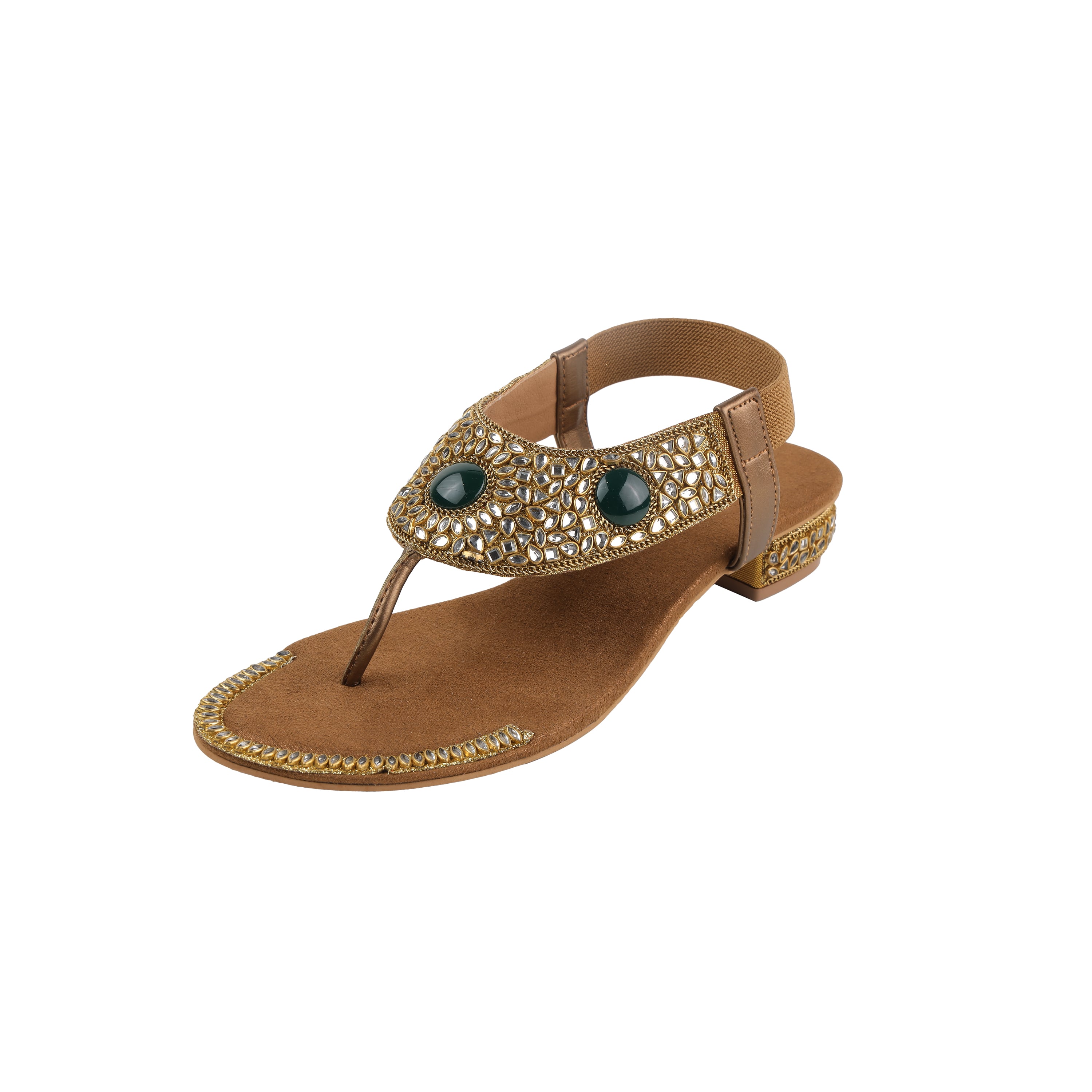 Cheemo Women Antic-gold Ethnic Sandals (SKU: 92-202-28-36)