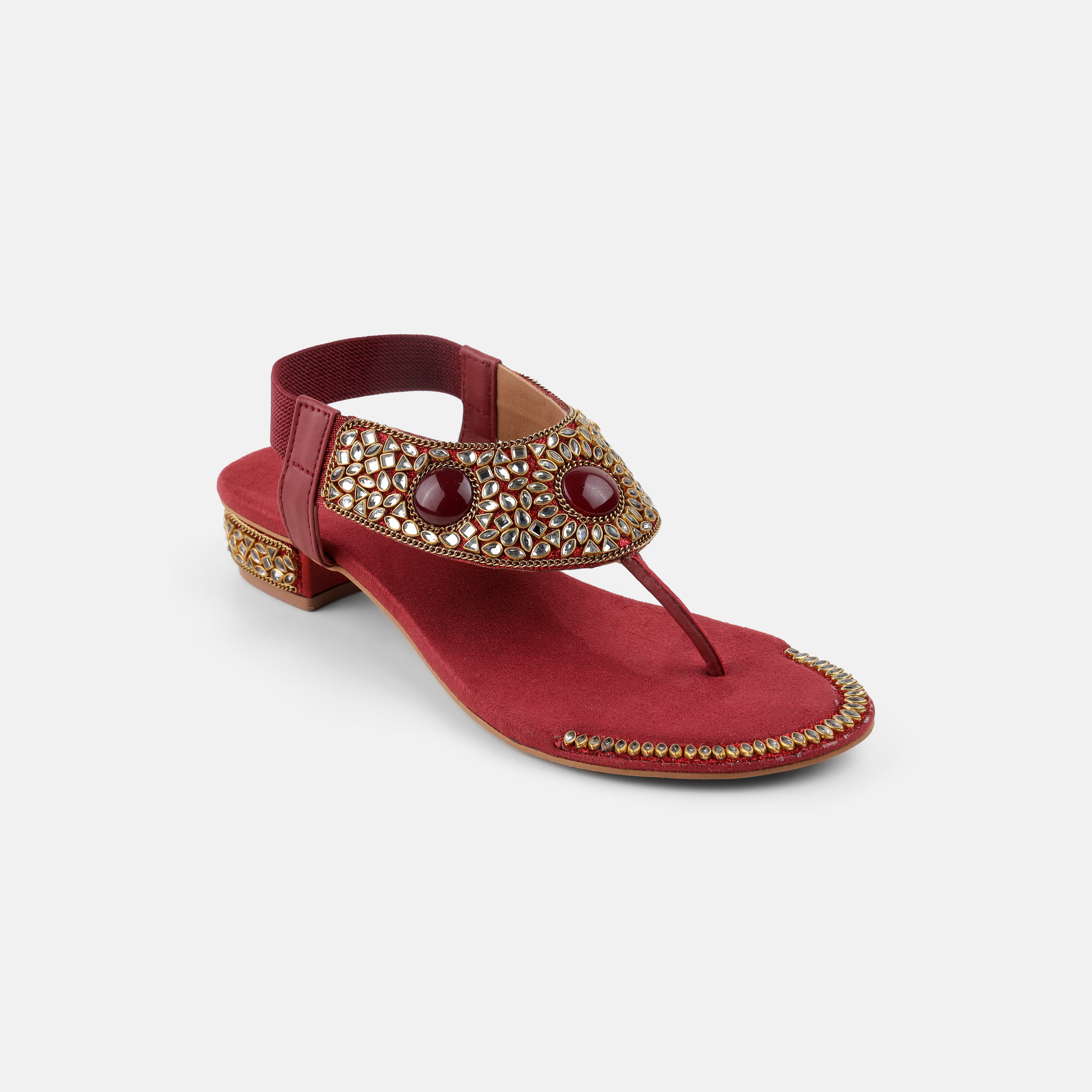 Cheemo Women Maroon Ethnic Sandals (SKU: 92-202-44-37)