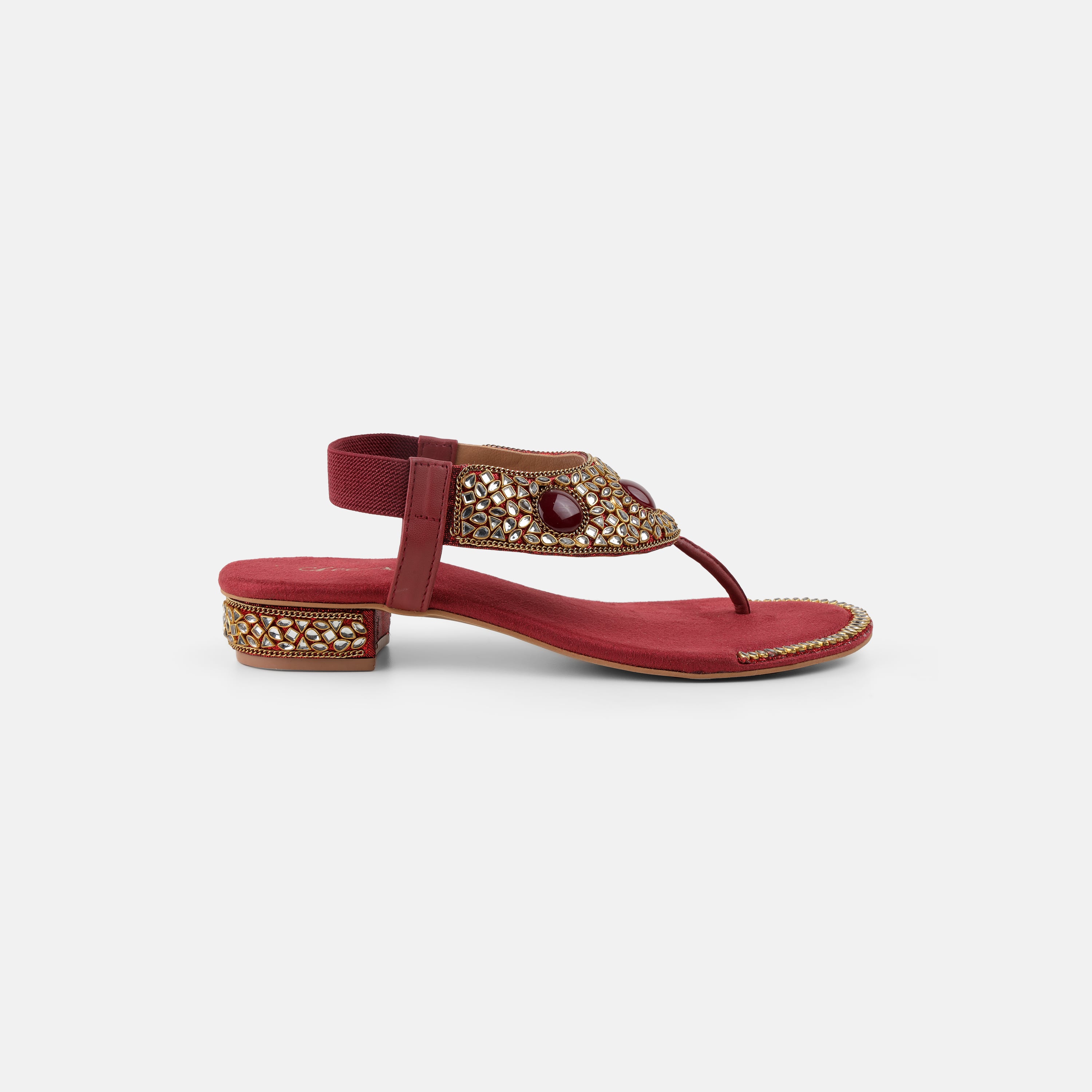 Cheemo Women Maroon Ethnic Sandals (SKU: 92-202-44-37)