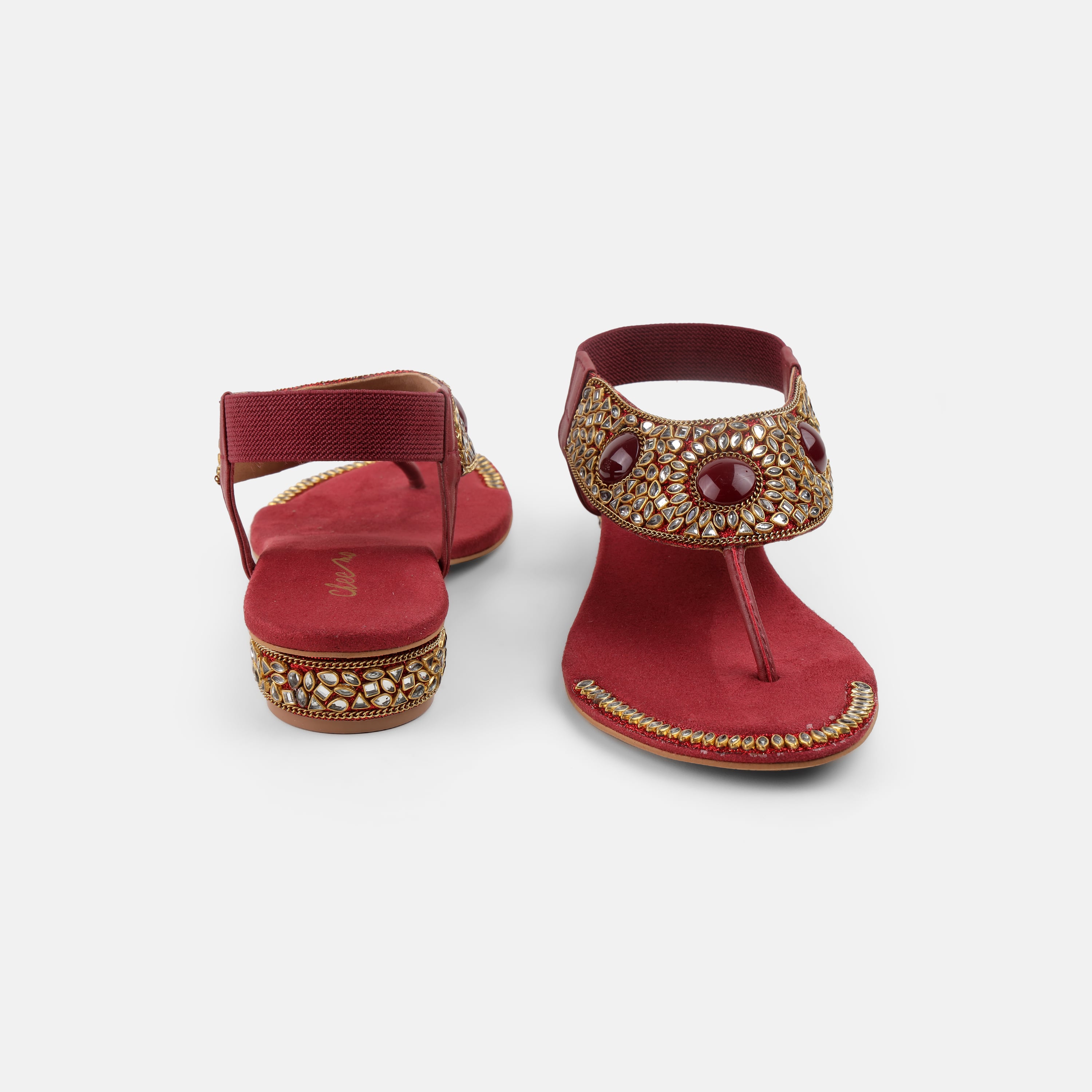 Cheemo Women Maroon Ethnic Sandals (SKU: 92-202-44-37)