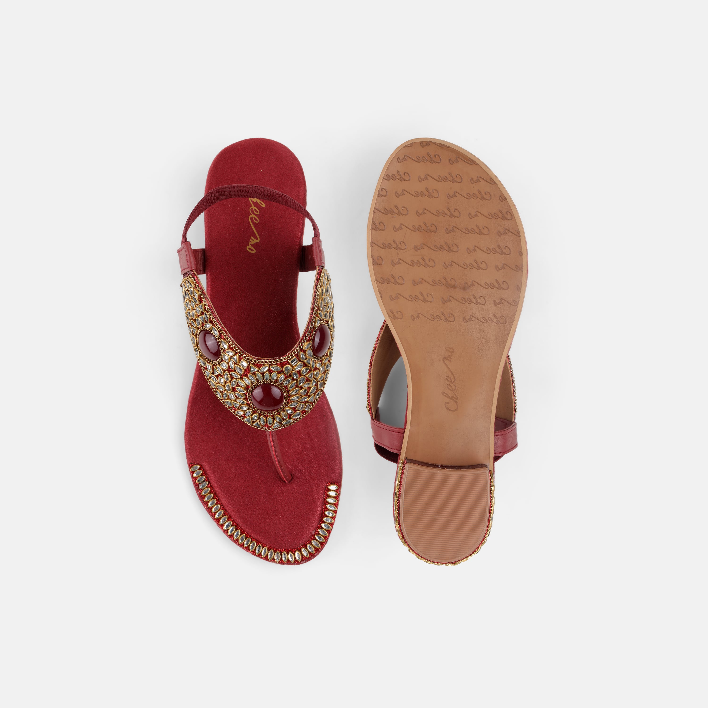 Cheemo Women Maroon Ethnic Sandals (SKU: 92-202-44-37)