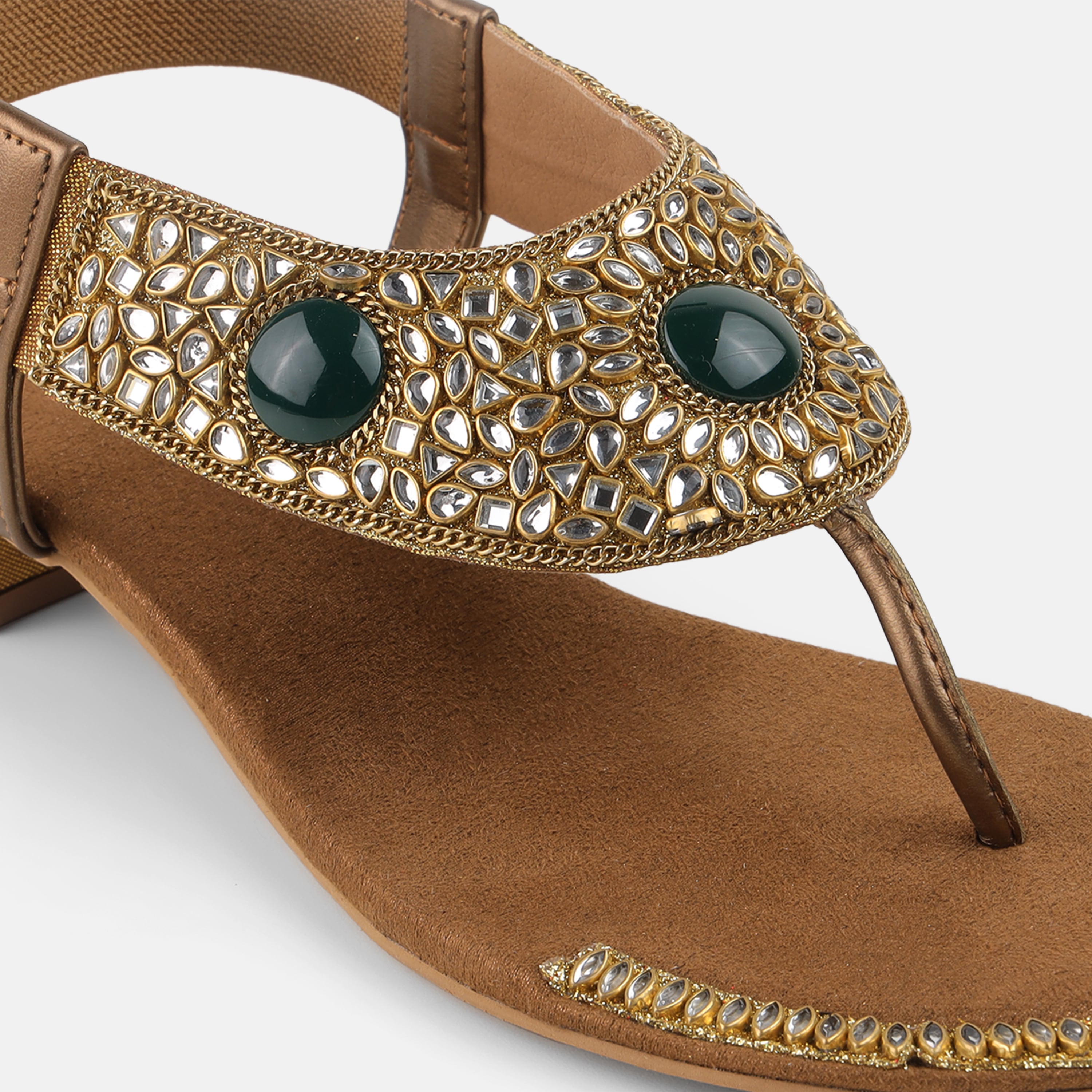 Cheemo Women Antic-gold Ethnic Sandals (SKU: 92-202-28-36)