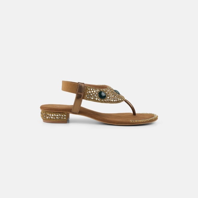 Cheemo Women Antic-gold Ethnic Sandals (SKU: 92-202L-28-42)