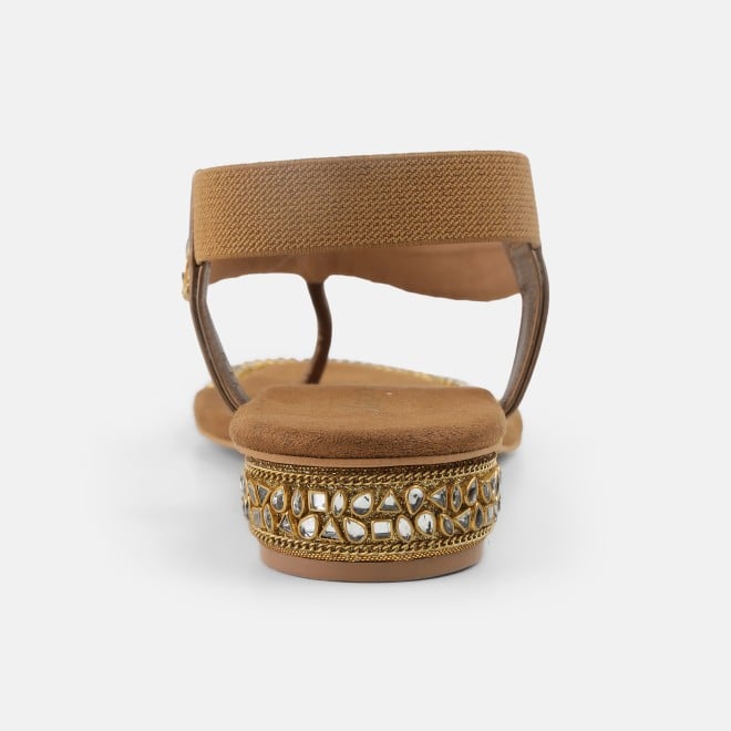 Cheemo Women Antic-gold Ethnic Sandals (SKU: 92-202L-28-42)