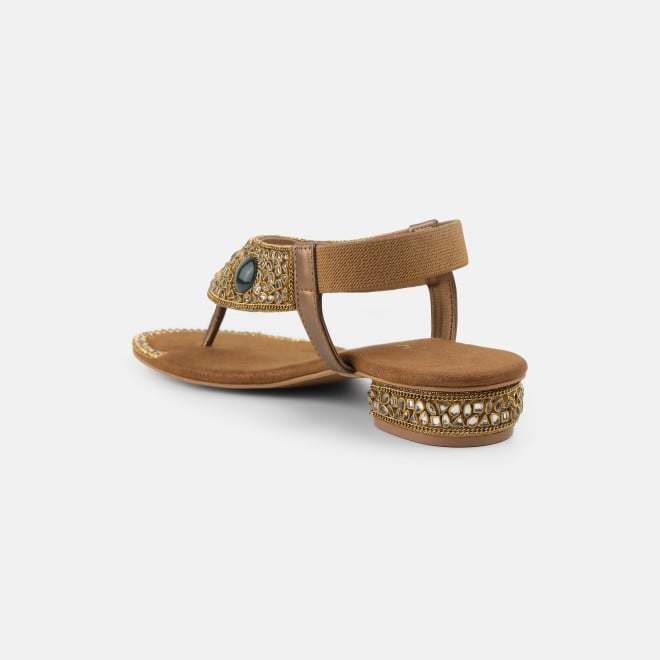 Cheemo Women Antic-gold Ethnic Sandals (SKU: 92-202L-28-42)