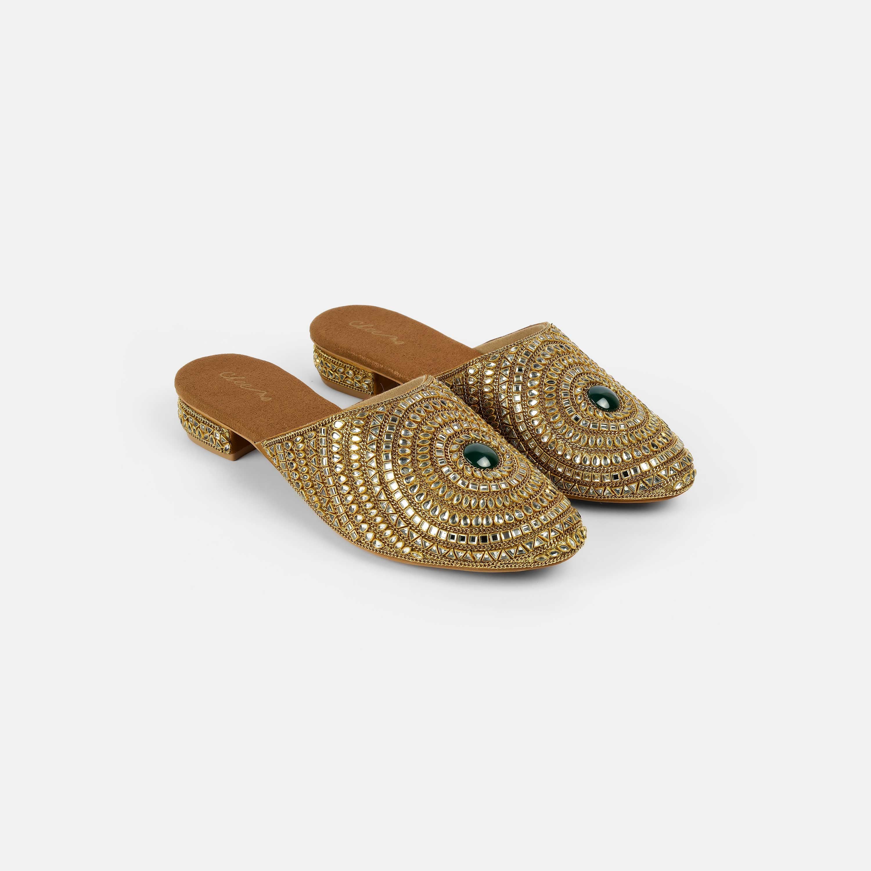 Cheemo Women Antic-gold Wedding Slip Ons (SKU: 92-203-28-37)