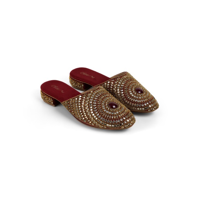 Cheemo Women Maroon Wedding Slip Ons (SKU: 92-203-44-36)