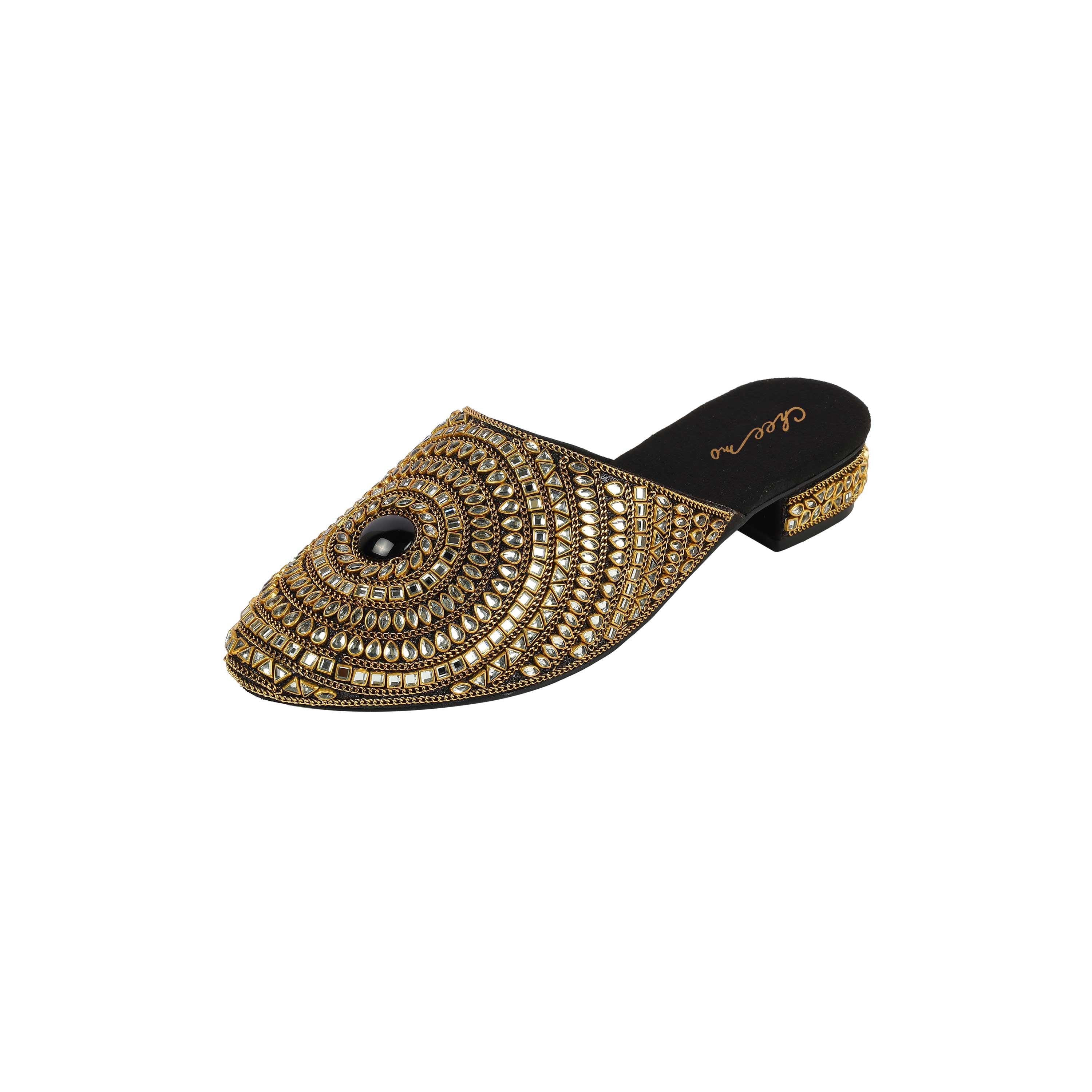 Cheemo Women Black Wedding Slip Ons (SKU: 92-203-11-37)