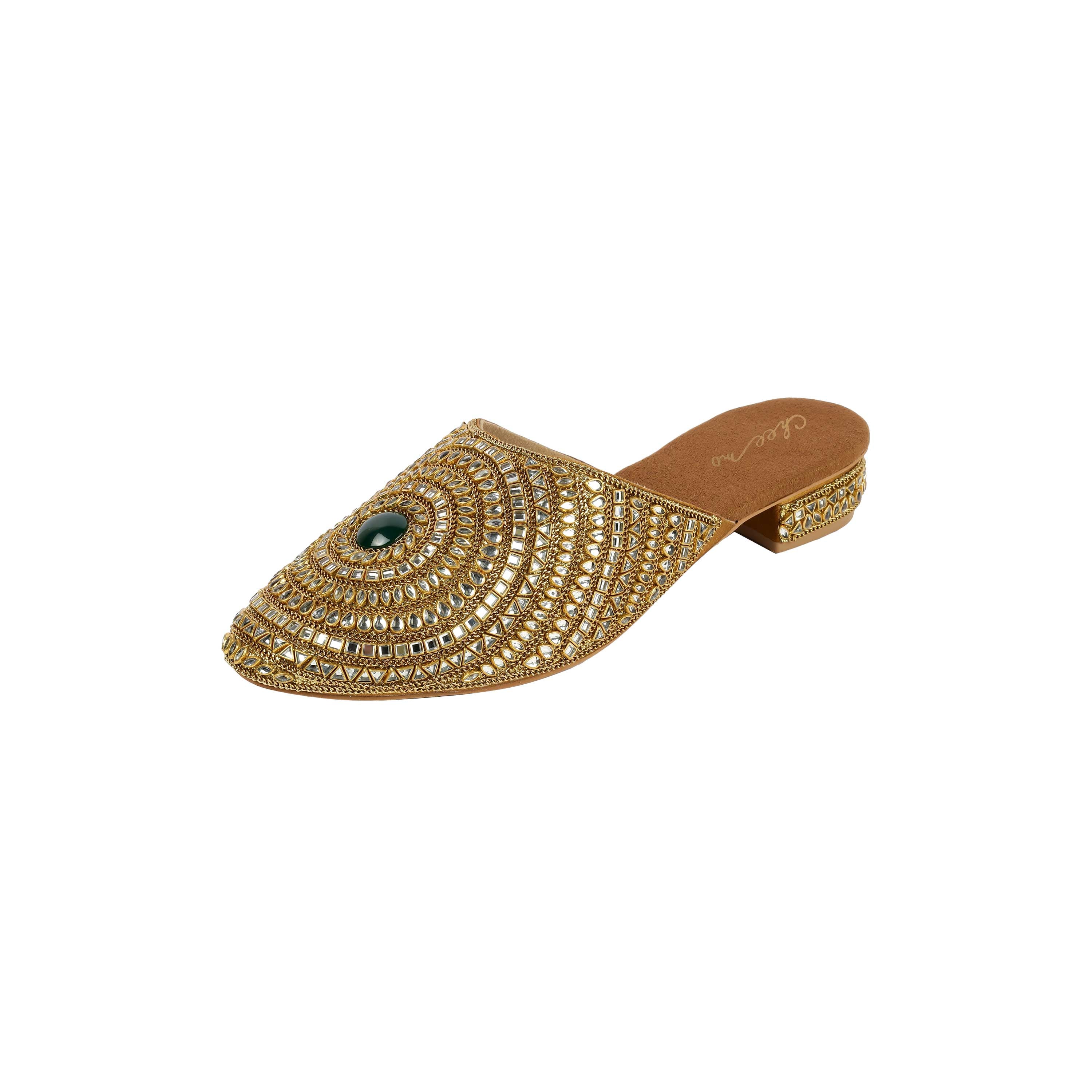Cheemo Women Antic-gold Wedding Slip Ons (SKU: 92-203-28-37)