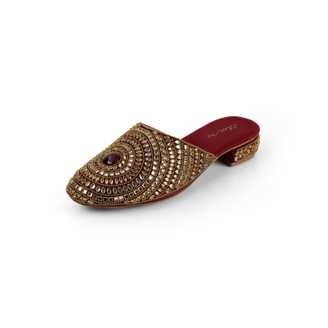 Cheemo Women Maroon Wedding Slip Ons (SKU: 92-203-44-36)