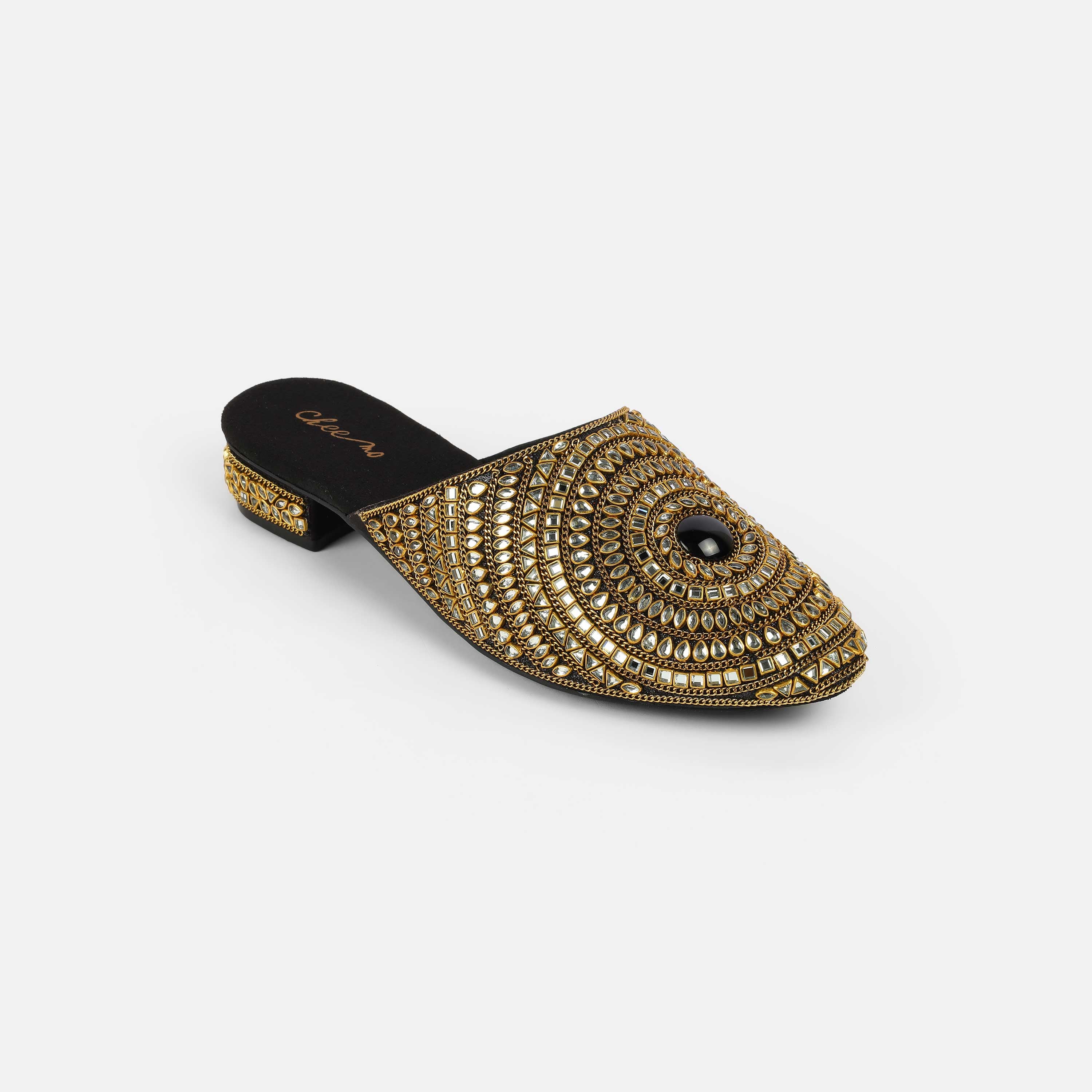 Cheemo Women Black Wedding Slip Ons (SKU: 92-203-11-37)