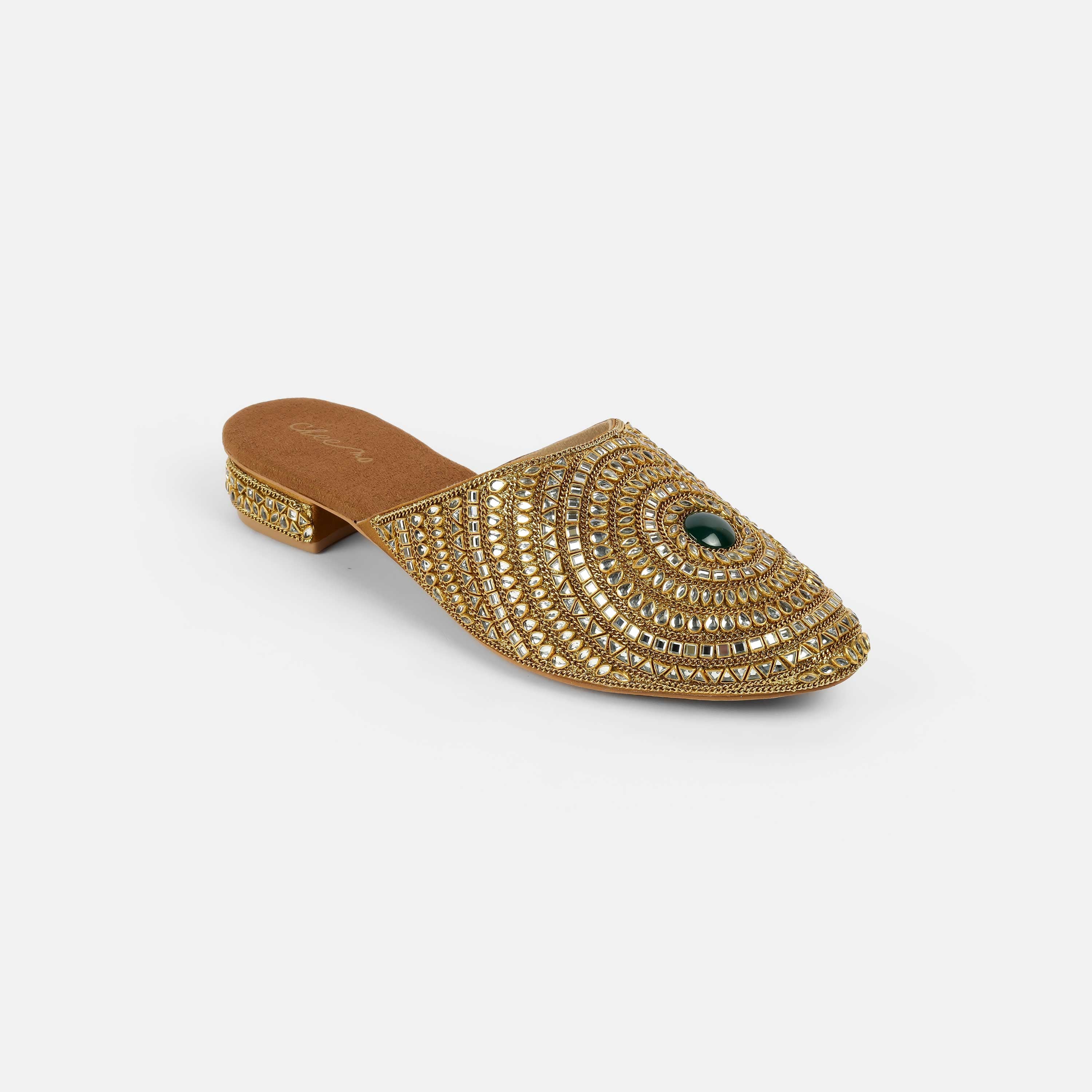 Cheemo Women Antic-gold Wedding Slip Ons (SKU: 92-203-28-37)