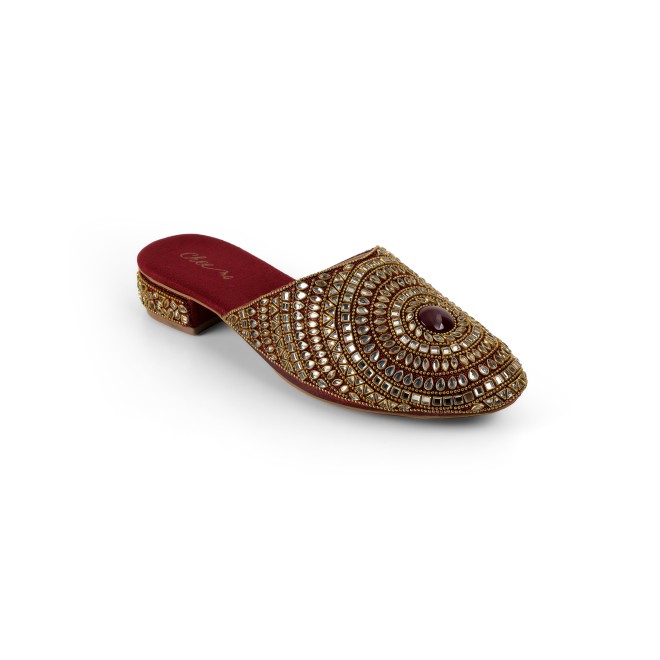 Cheemo Women Maroon Wedding Slip Ons (SKU: 92-203-44-36)