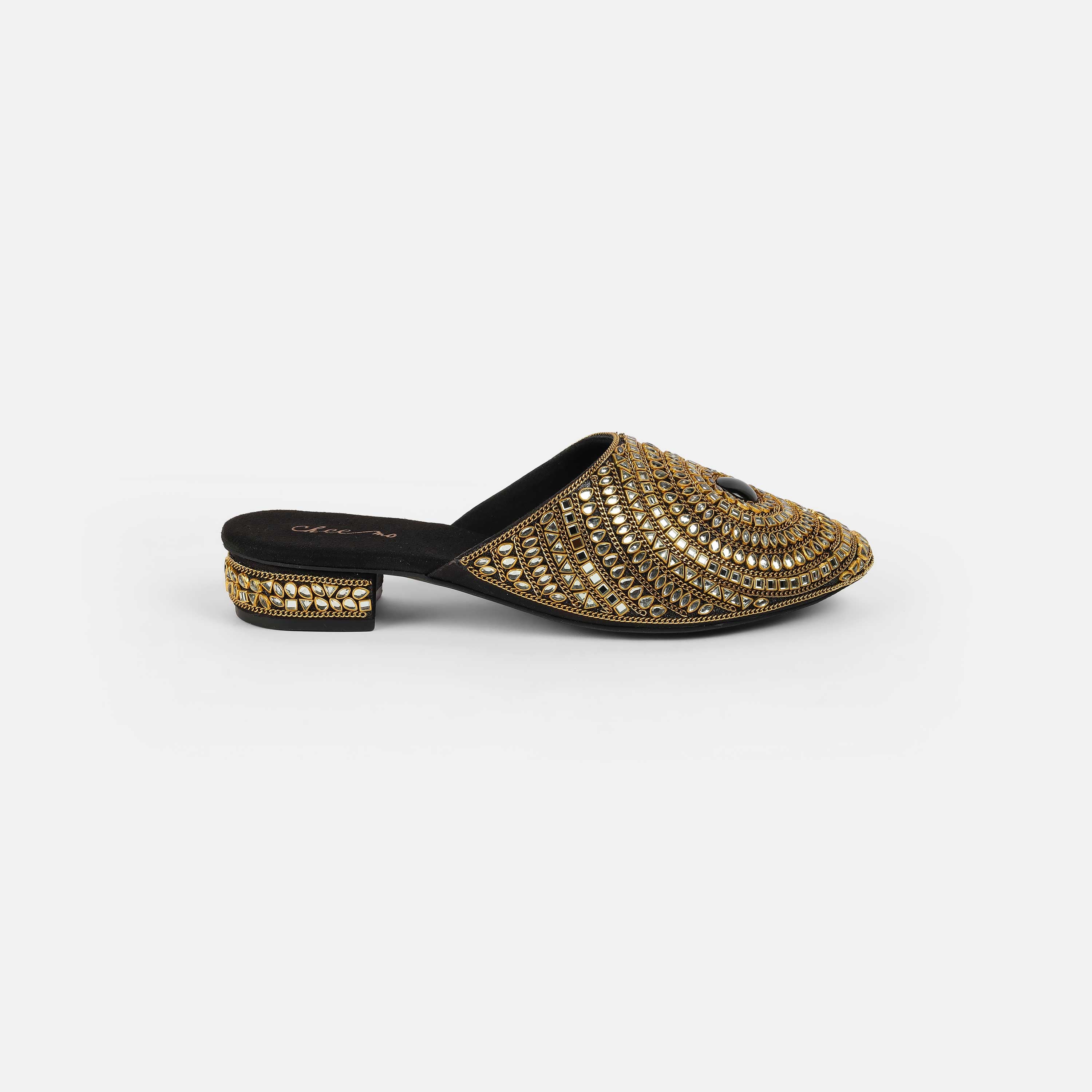 Cheemo Women Black Wedding Slip Ons (SKU: 92-203-11-37)