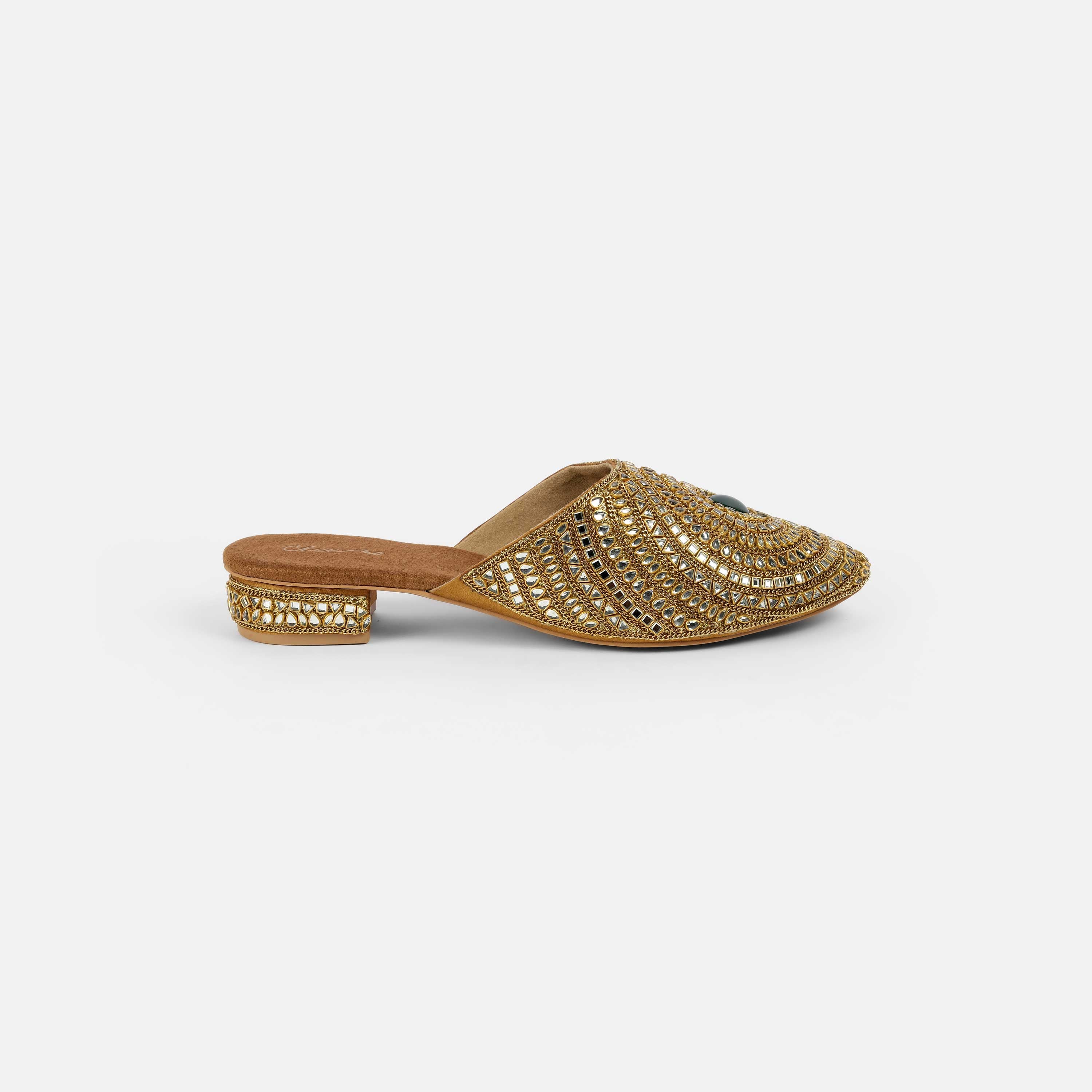 Cheemo Women Antic-gold Wedding Slip Ons (SKU: 92-203-28-37)