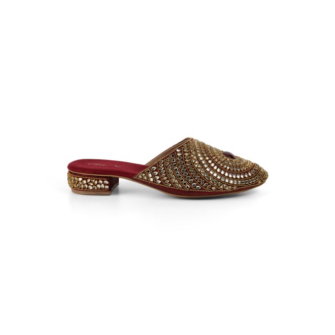 Cheemo Women Maroon Wedding Slip Ons (SKU: 92-203-44-36)