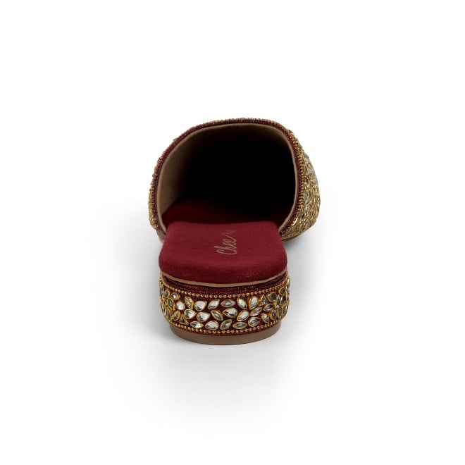 Cheemo Women Maroon Wedding Slip Ons (SKU: 92-203-44-36)