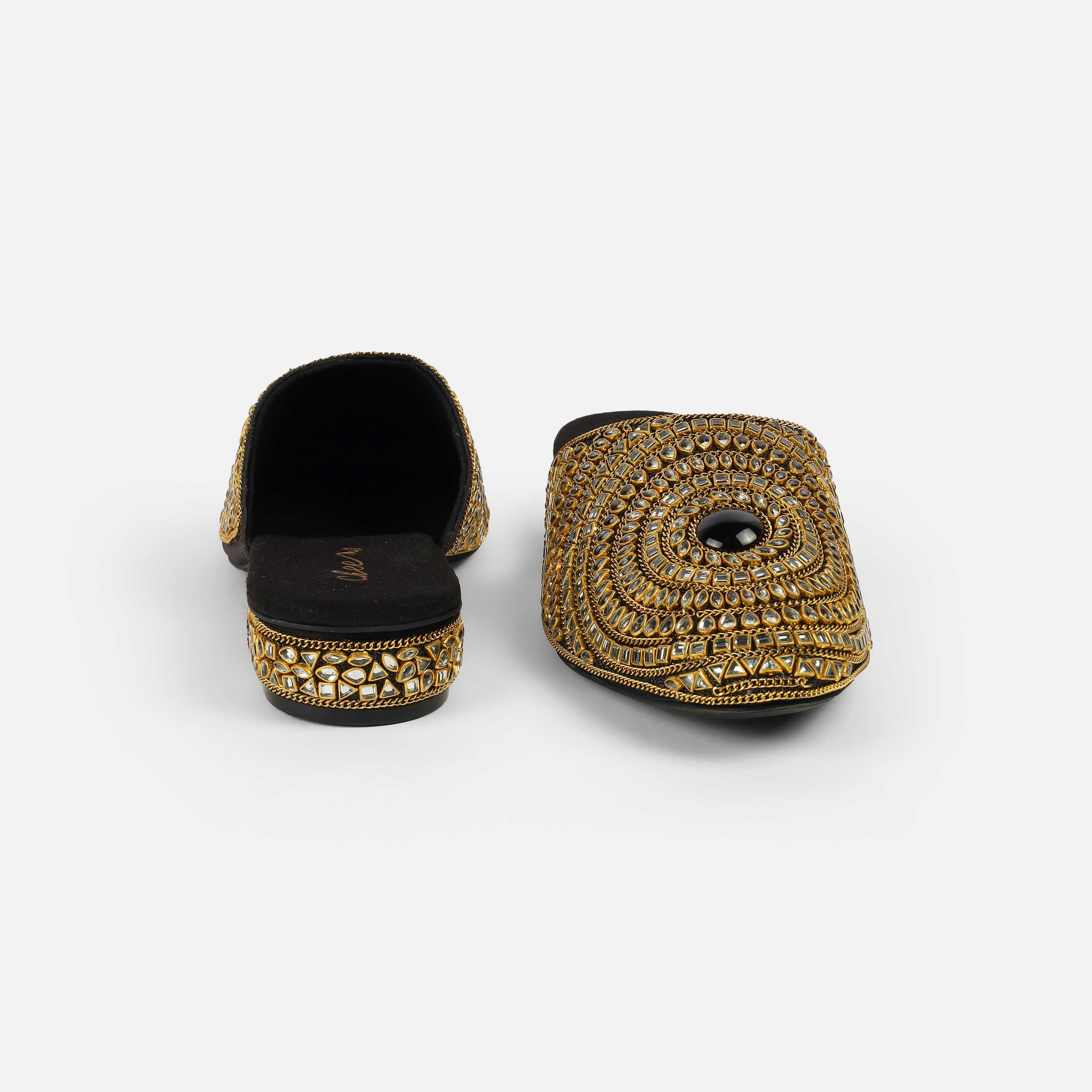 Cheemo Women Black Wedding Slip Ons (SKU: 92-203-11-37)