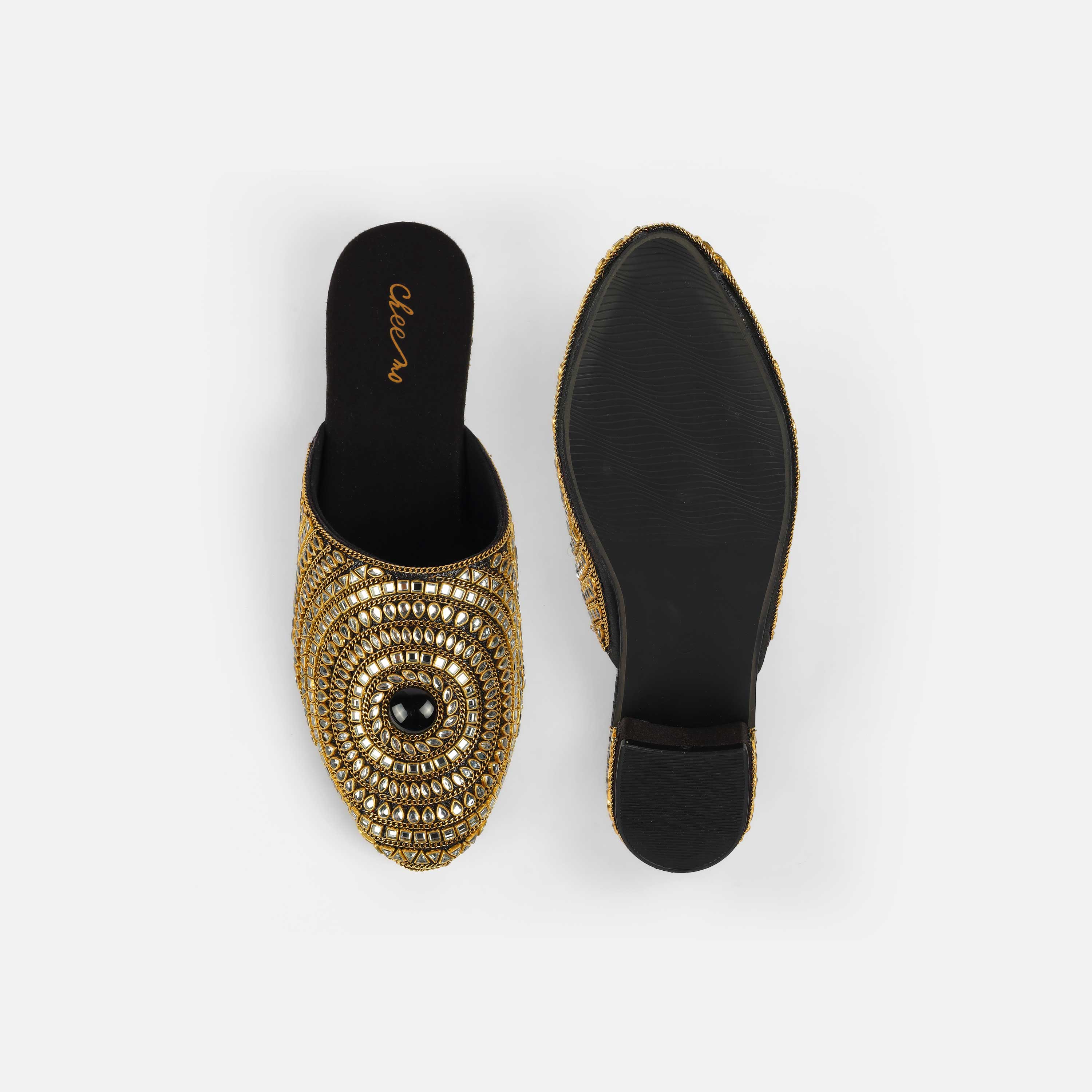 Cheemo Women Black Wedding Slip Ons (SKU: 92-203-11-37)